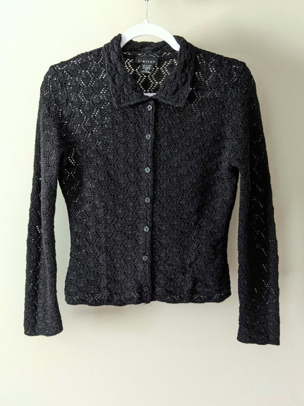 Whimsigoth black diamond lace shirt 1990s goth boho Limited top